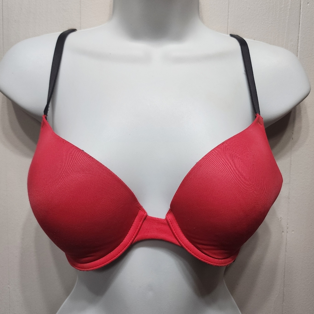 Victoria's Secret PINK 34C Wear Everywhere Push Up Red‎ Padded Underwire Z